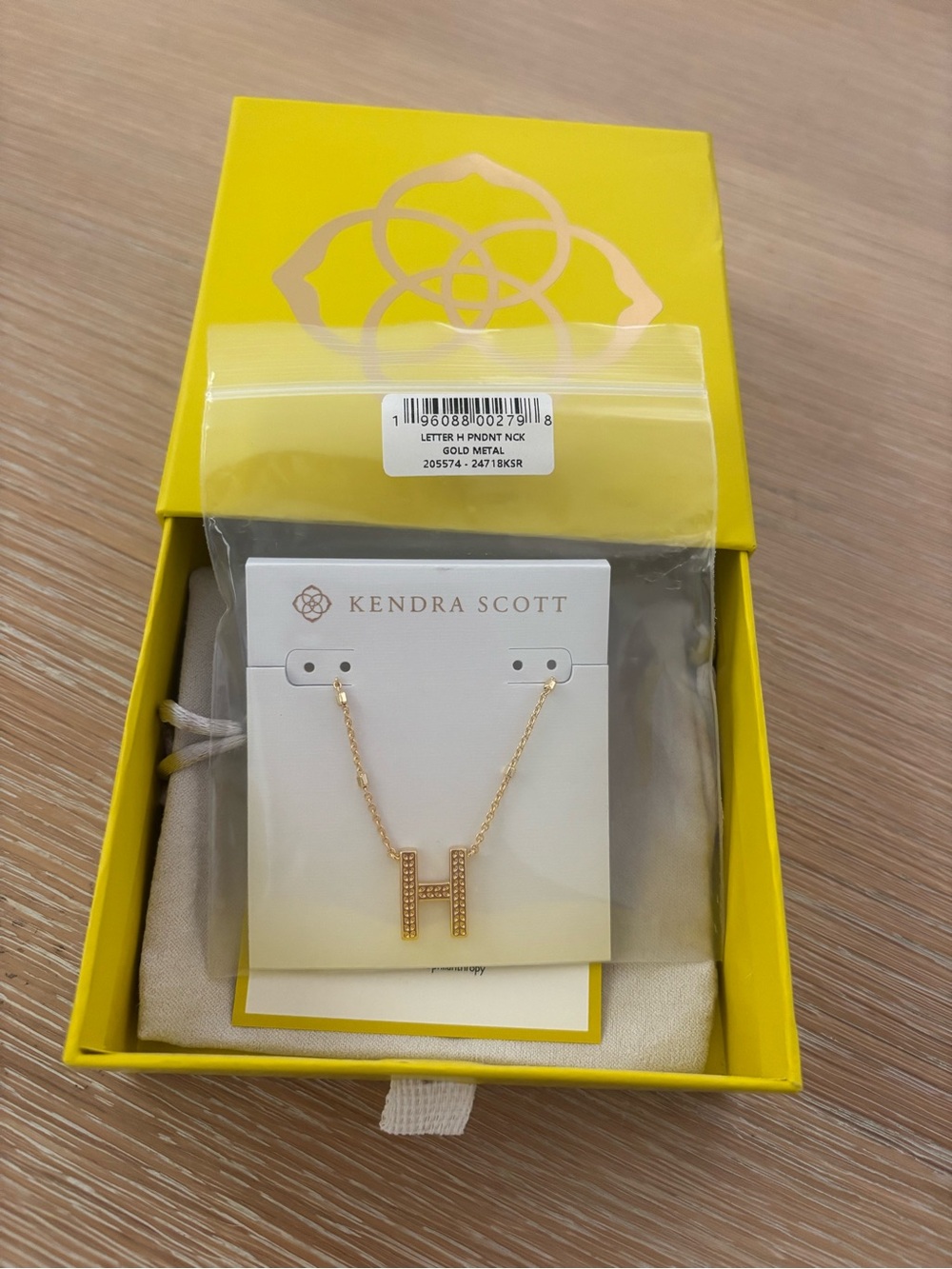 Kendra Scott Gold H Initial Pendant Necklace